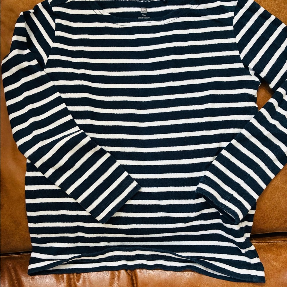 Uniqlo Navy and White Striped Shirt, sooo nice!  7/8